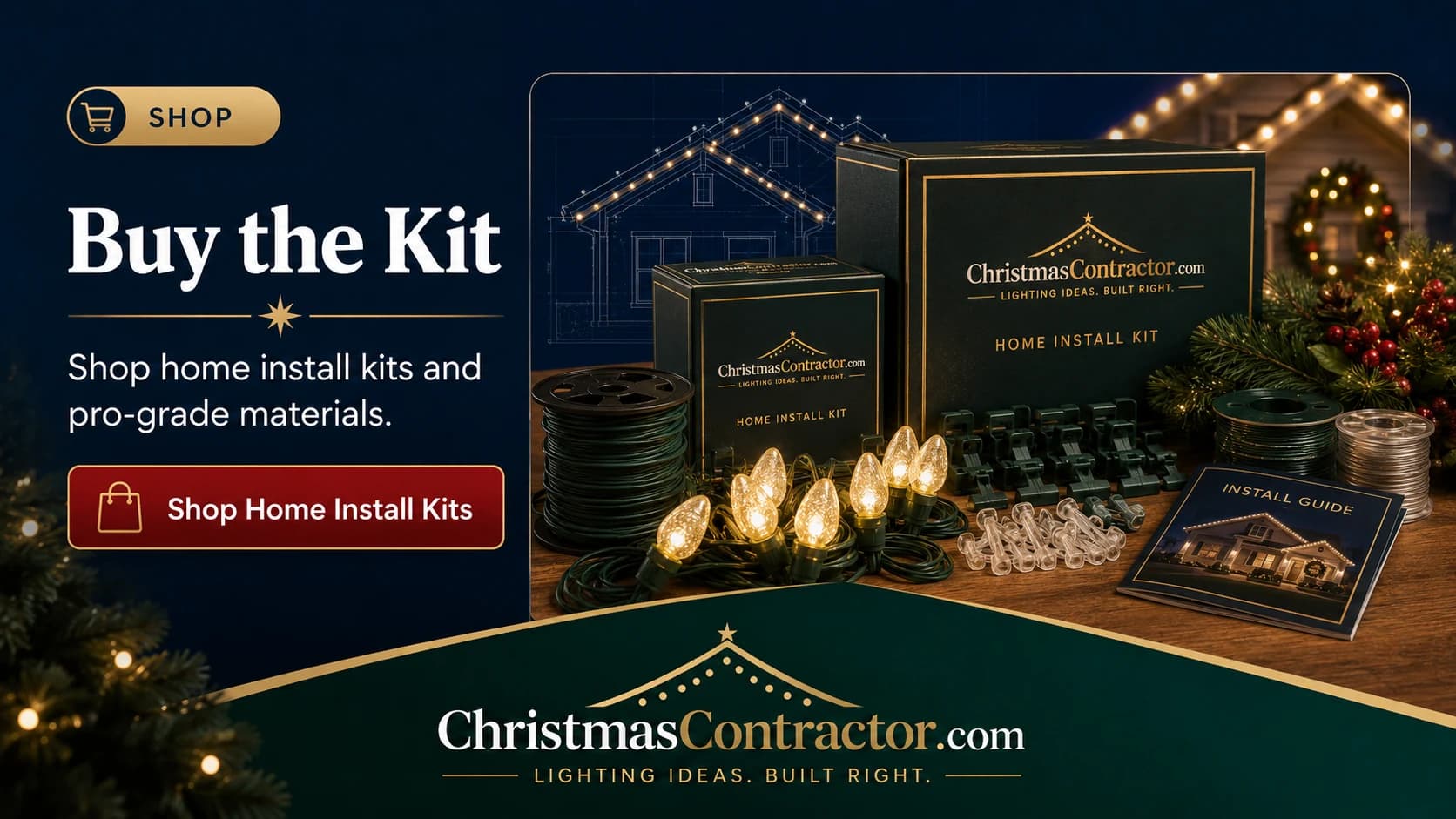 Home install kit and professional Christmas light materials.