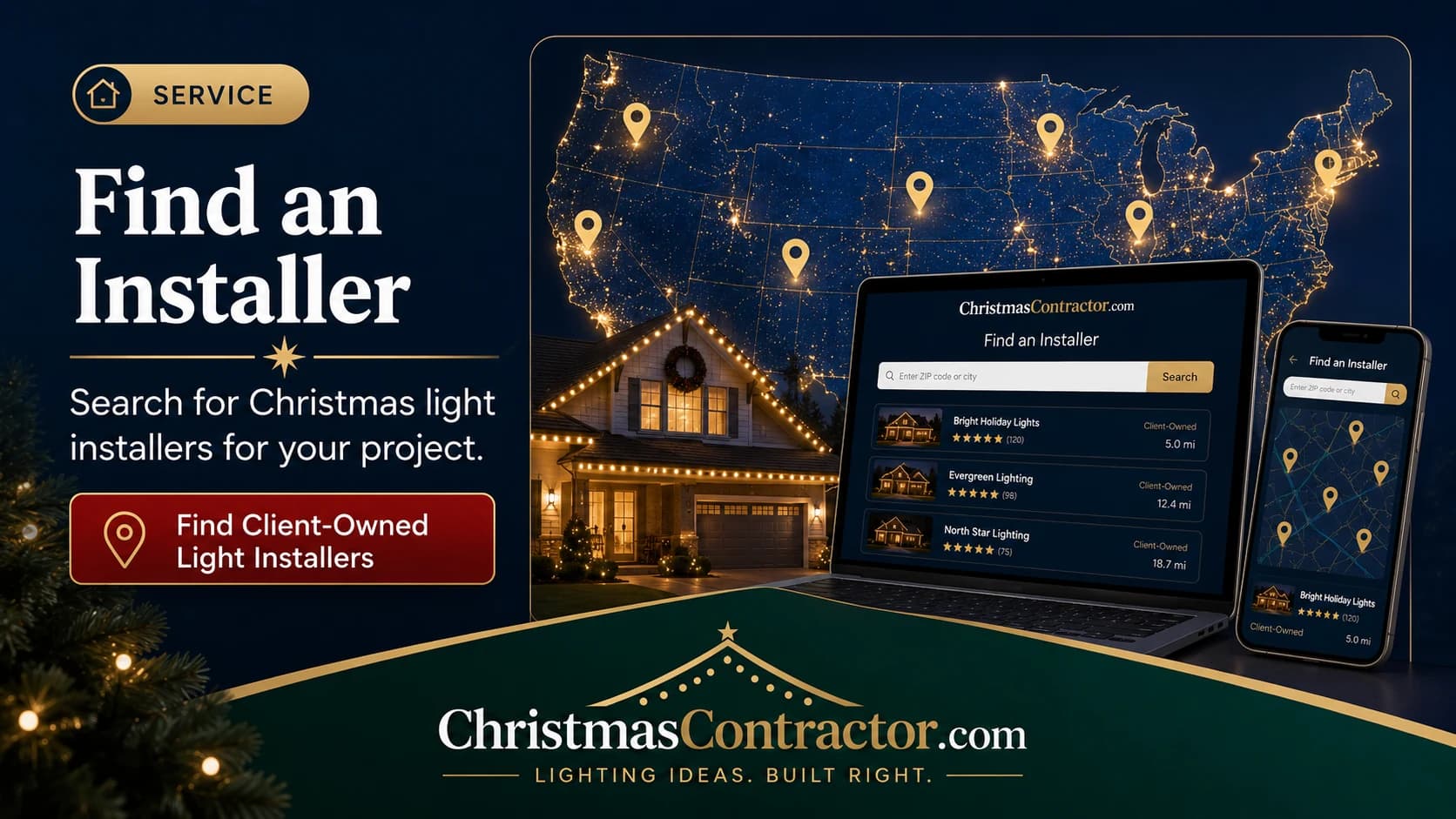 Search for client-owned Christmas light installers.