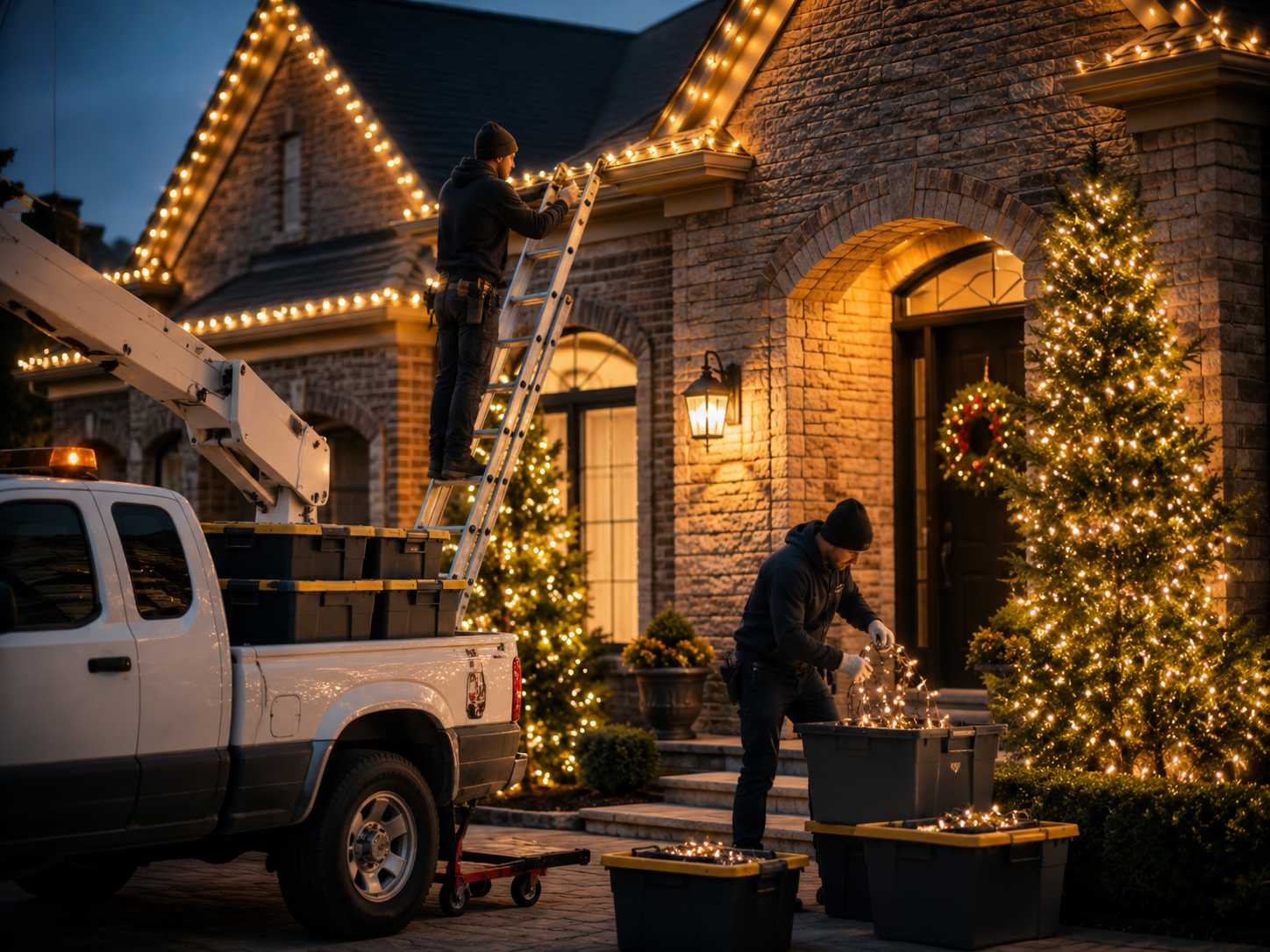 Christmas light removal and seasonal maintenance service