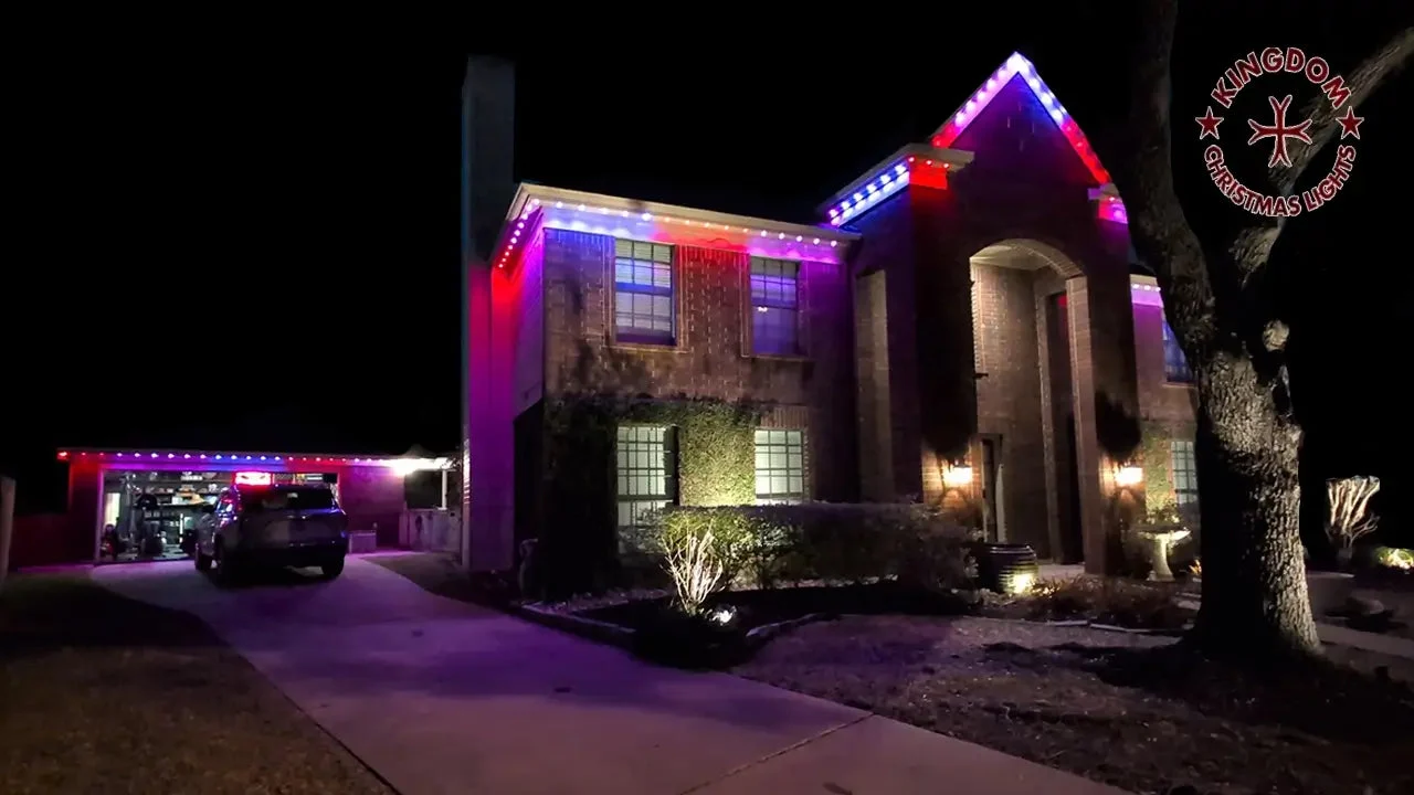 Permanent lighting installation service on a home exterior